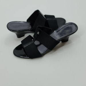 Black etienne aigner Elastic strap wedge sandal